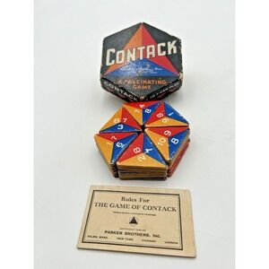 Vintage 1939 Contack Game by Parker Bros Complete In Box With Instructions